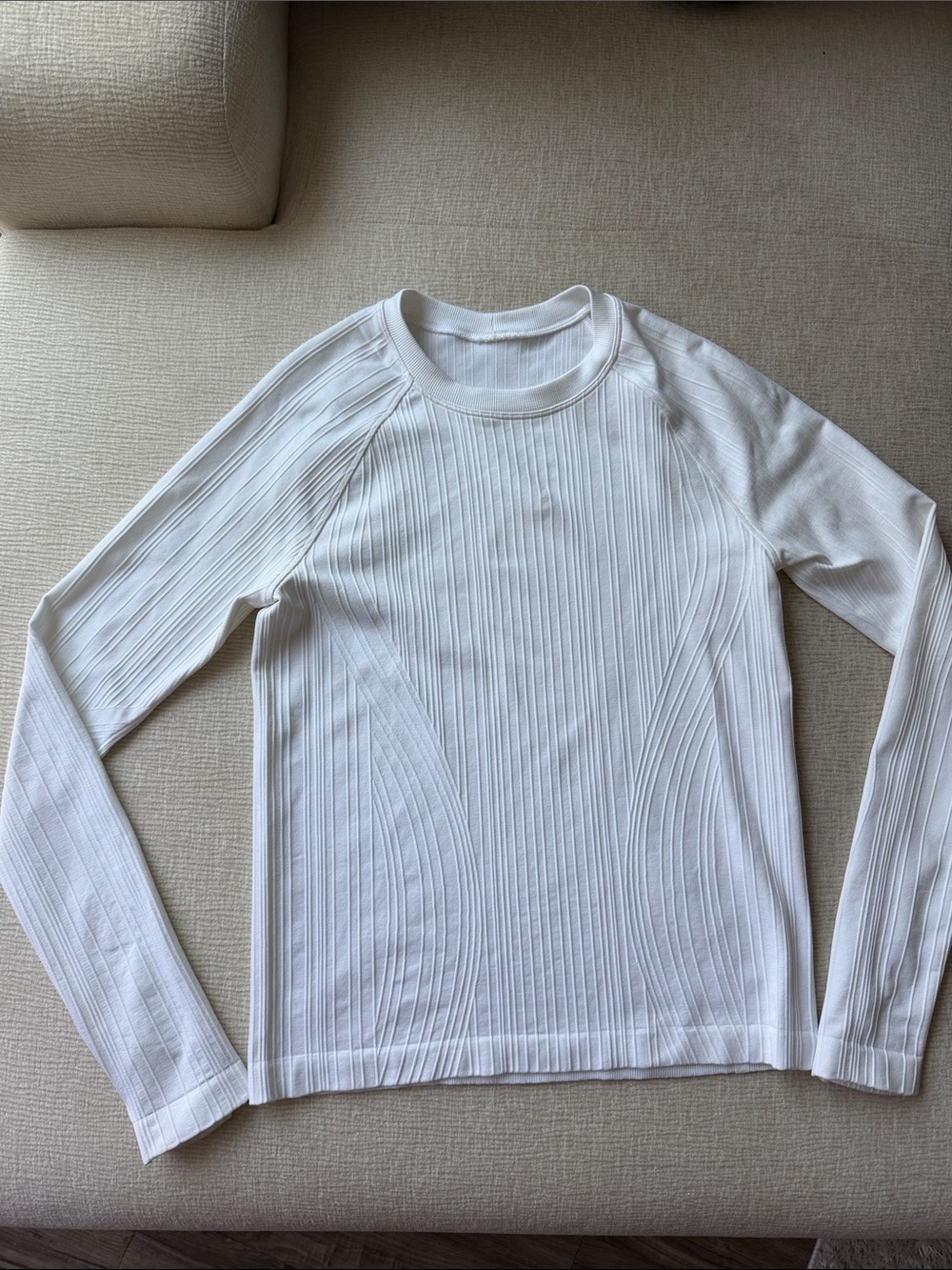lululemon athletica White Ribbed Long-Sleeve Crewneck Sweater